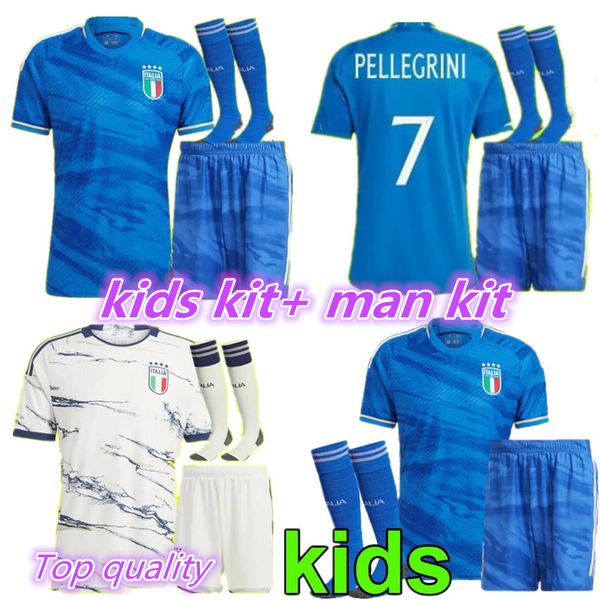 2023 2024 Jerseys de futebol da It￡lia Conjunto adulto Italia 22 23 24 Maglie da Calc￳tica verratti chiesa gnonto futebol camisa de futebol Lorenzo pinamonti Politano Grifo Men Kit Kids Kit Kit Kit Kit Kit Kit Kit Kit Kit Kit Kit Kit