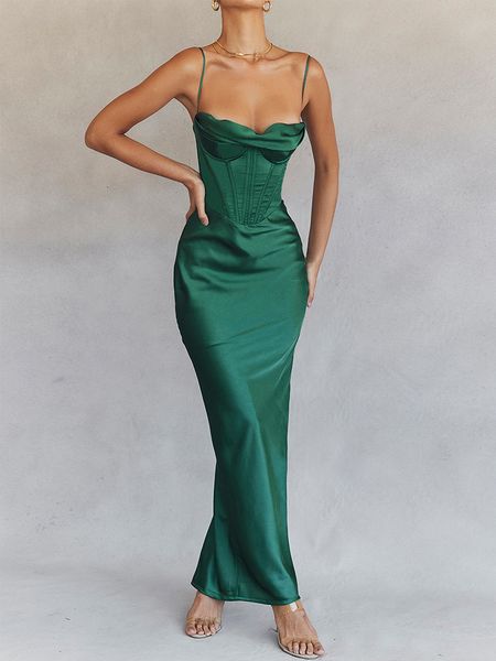 Lässige Kleider, figurbetontes Satin-Maxikleid, sexy langer Abschlussball, Abendparty mit Handschuh, lila V-Ausschnitt, Spaghettiträger für Frauen 230130