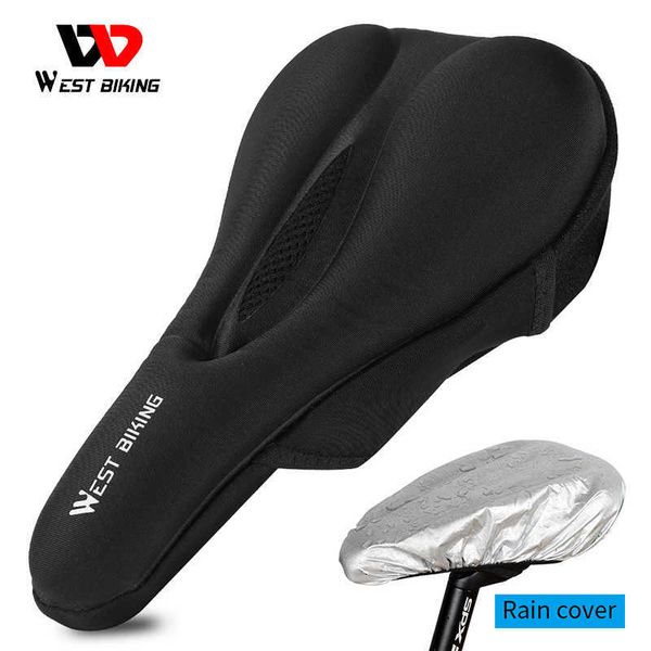 Selle WEST BIKING Sella in gel Sile Comfort Morbido MTB Sedile per bici da strada Antiscivolo Antiurto Cuscino da ciclismo con copertura antipioggia 0130