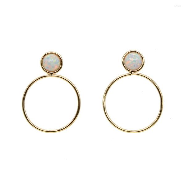 Brincos de argolas jóias de jóias da moda Gold Bound Round Round com Big Opal Miço Presente para Mulheres Meninas por atacado 2023 DIÁRIO