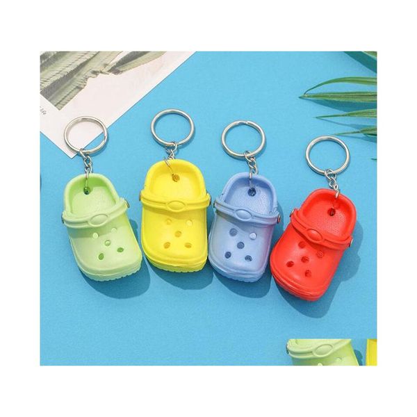 Acessórios para peças de sapatos 5 cores 3d mini croc chaveiro de âmbito de keyring entupimento Sandal Party Favors Key Chains Pingente Gift Dhfsy