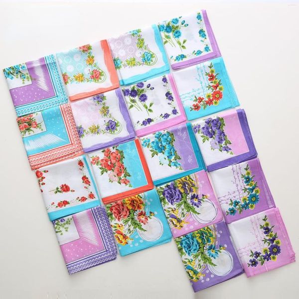 Papillon 10Pcs Vintage Cotton Women Hankies Ricamato Farfalla Fiore Hanky Floreale Assortiti Panno Donna Fazzoletto Tessuti Casuale