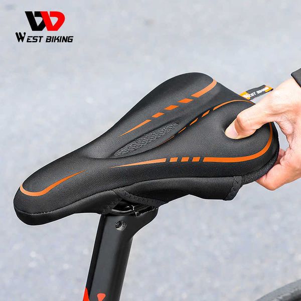 Седл Уэст Велосипедный велосипедный велосипед Sile Gel Padded Bicycle Saddle Комфортный пена с пеной для памяти, дышащий против скольжения MTB Cover 0130