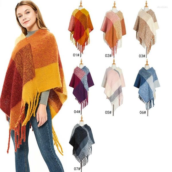 Schals Designer Frauen Winter Plaid Poncho Quadrat Pashmina Bandana Kaschmir Verdicken Decke Gestrickte Warme Weiche Tücher und Wraps