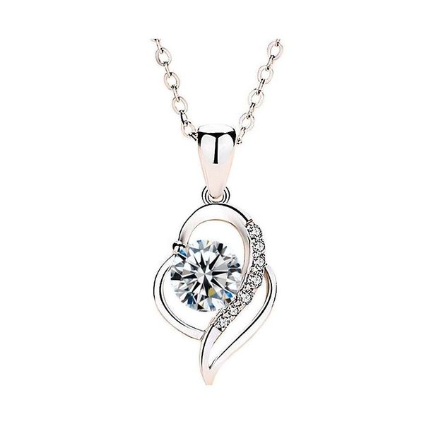 Anhänger Halsketten Mode Exquisite Silber Herz Ozean Meer Blau Diamant Schlüsselbein Kette Mädchen Geburtstag Geschenk Halskette Drop Lieferung Jewe Dhj4A