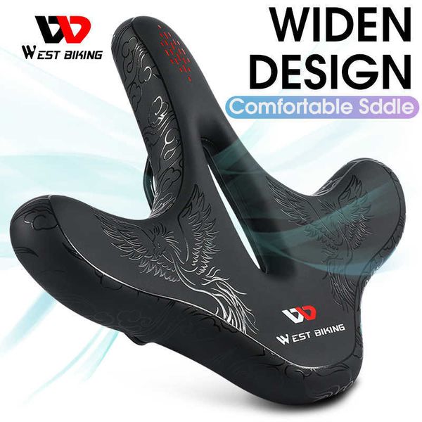 s WEST BIKING Allargamento ergonomico della bicicletta Comodo cuscino MTB Sella per bici da strada Traspirante Antiurto Sedile per ciclismo 0130