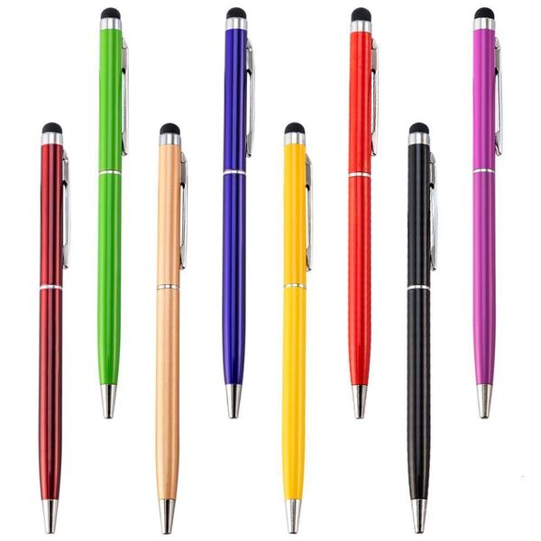 Canetas esferográficas 20pcslot Especial por atacado Metal Advertising Ball Colorful Stationery Touch Stylus com HJUG personalizado 230130