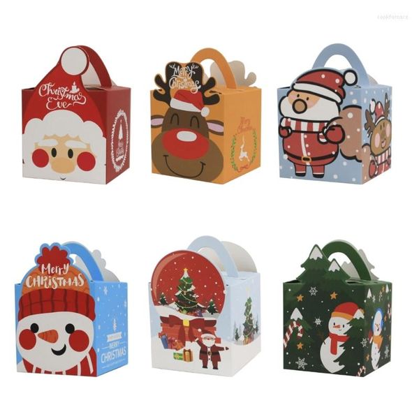 Рождественские украшения из 6 частей Kraft Paper Boxs Boxes Рождественские подарки конфеты подарочные пакеты для вечеринок 6 цветов- a0kf