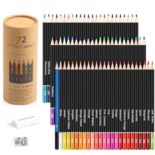 Matite 72 Colorate Professionali Artistiche Dipinte a mano Olio Set Cartuccia Pittura Colore Studente Cancelleria Scuola Regalo 230130