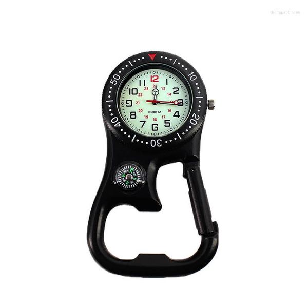 Relógios de bolso 1 PCs CLIP-ON Carabiner Watch Compass Bottle Abridor para Doctors Chefs Luminous MV66