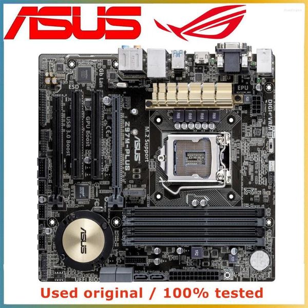 Intel Z97 LGA 1150 CPU ASUS Z97M-Plus Anakart Bilgisayar Soketi LGA1150 DDR3 Kullanılmış Masaüstü Ana Kurulu için Anakartlar