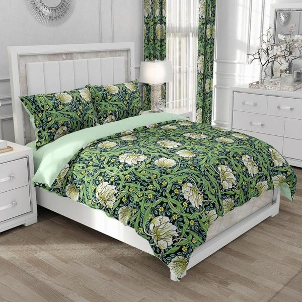 Set di biancheria da letto Set nordico Biancheria da letto Copripiumino King/Euro/240x220 Dimensioni Coperta da letto/Copripiumini per la casa Biancheria da letto floreale Verde