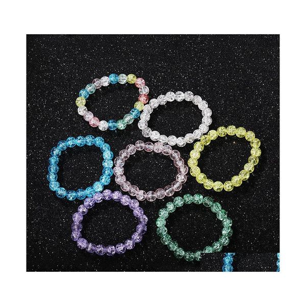 Catena a maglie Elastico Popcorn Perline di cristallo Braccialetti a maglie Pendenti con ciondoli Ragazze Colorf Moda Bracciale con perline di vetro per bambini Bambini Dr Dhyow