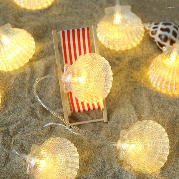 Stringhe Luce bianca calda conchiglia di mare Lampada da vacanza Lampada da interni fatta a mano Albero di Natale Decorazione domestica per feste di matrimonio Batteria