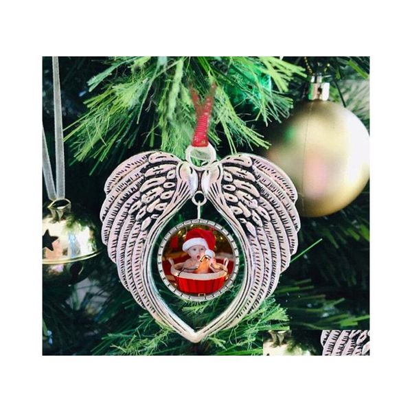 Вечеринка FedEx Sublimation Blancs Blanks Angel Wing Ornament Ornament Рождественские украшения