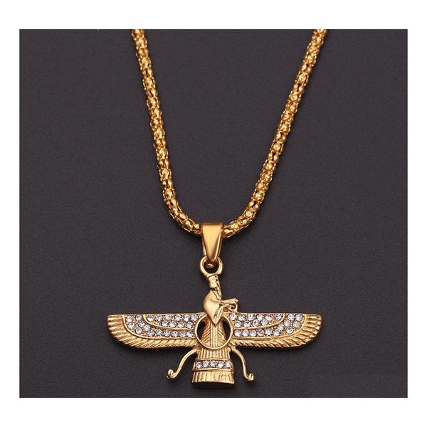 Pendant Necklaces Gold Punk Long Chain Hip Hop Eagle Man And Women Jewelry Egyptian Trendy Cross Angel Isis Necklace Drop Delivery Pe Dhcny
