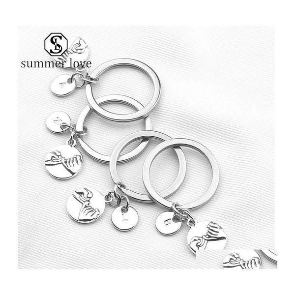 Charms DIY Buchstabe Schlüsselanhänger Liebe Schlüsselanhänger Ringe Mode 26 Initialen Alphabet Runde Silber vergoldet Pl Haken Lustige Valentinstag Geschenke Dr Dh6Vu