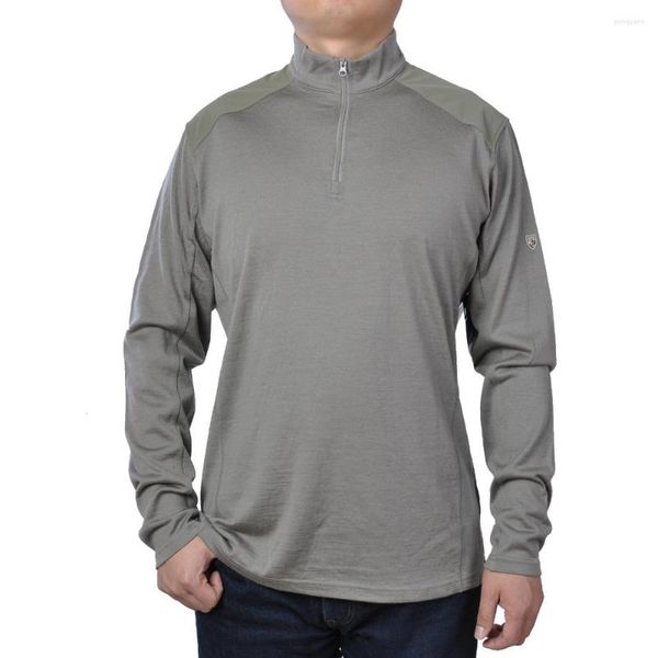 Мужские рубашки T 2023 Man Washable Merino Wool Men 1/4 zip out Дверной Попах Свитер Теплый тепловый тепло с длинным рукавом