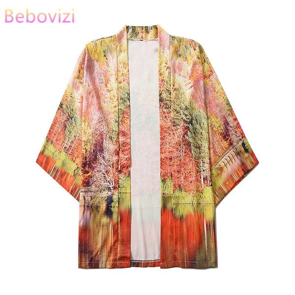 Etnik Giyim M-XXL Moda Yaz Manzarası Gevşek Japon Sokak Giyim Hırka Kadın Erkekler Harajuku Haori Kimono Cosplay Bluz Top Yukata