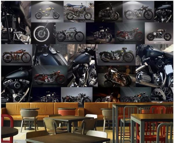 Tapeten 3D PO Tapete auf einer Wand benutzerdefinierte Wandgemälde Persönlichkeit kreative Motorrad Lokomotive Collage Wohnzimmer für Wände 3 D