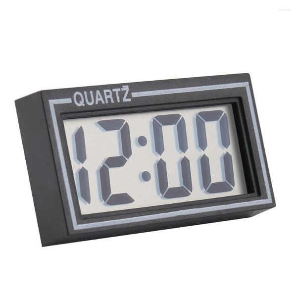 Orologi da tavolo Nero Mini LCD digitale Cruscotto per auto Scrivania Data Ora Calendario Piccolo orologio Decorazione domestica