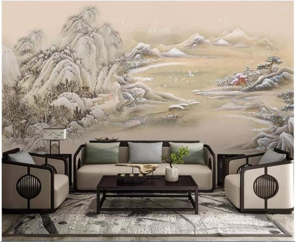 Tapeten 3D-Tapete benutzerdefinierte Po-Wandgemälde chinesischer Stil künstlerische Landschaft Home Decor Hintergrund Wohnzimmer für Wände 3 d