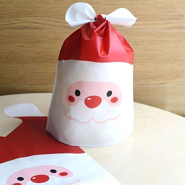 Decorazioni natalizie 50 pezzi Sacchetto di caramelle Orso Nodo orecchio Sacchetto regalo di Natale Cartone animato Fragola Babbo Natale Forniture per imballaggio Biscotti per feste