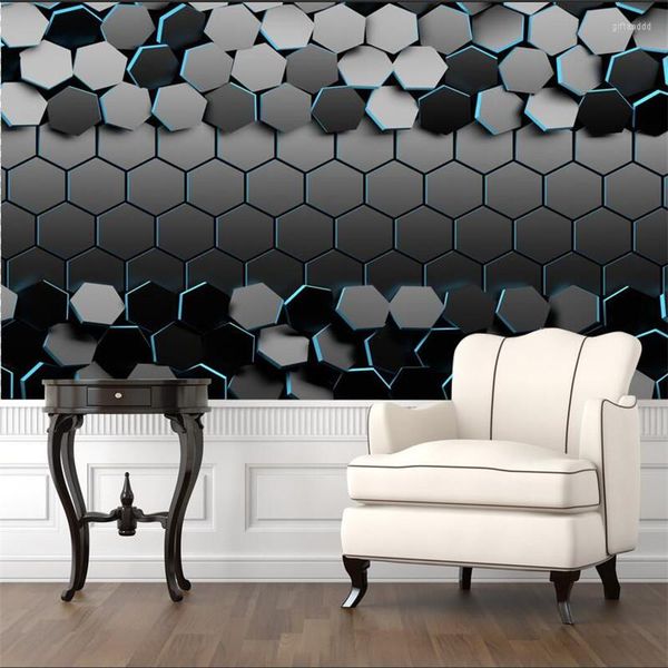 Wallpaper Moderne Technologie Sense 3D Stereoskopisch schwarz geometrische Wallpapiere Wohnzimmer Wohnzimmer Büro Industrie Tapete