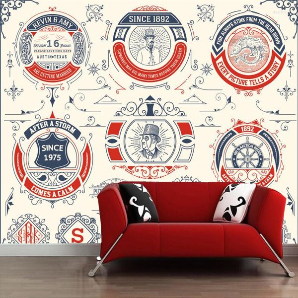 Papéis de parede Papéis personalizados de Parede 3D Vintage Wine Label Mural for Living Room Restaurant El Home Decoration Wallpaper