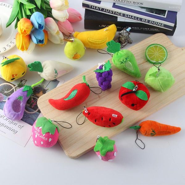 Keychains 3pcs Frutas e vegetais fofos Pingled Bag Keychain Toys Children Formes para estudantes de escola primária