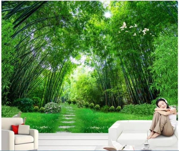 Duvar Kağıtları 3D Duvar Kağıdı Özel Po Dural Bambu Orman Trail Ev Dekor Arka Plan Oturma Odası Duvarlar İçin Duvarlar 3 D