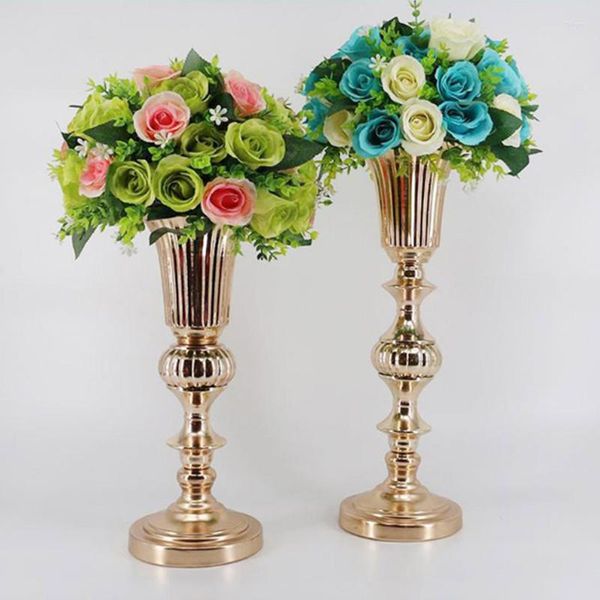 Party-Dekoration, goldene Tischvase, Metall-Blumenstraße, Hochzeit, Tischdekoration, Blumenvasen für Hochzeit und Zuhause, 2 Größen