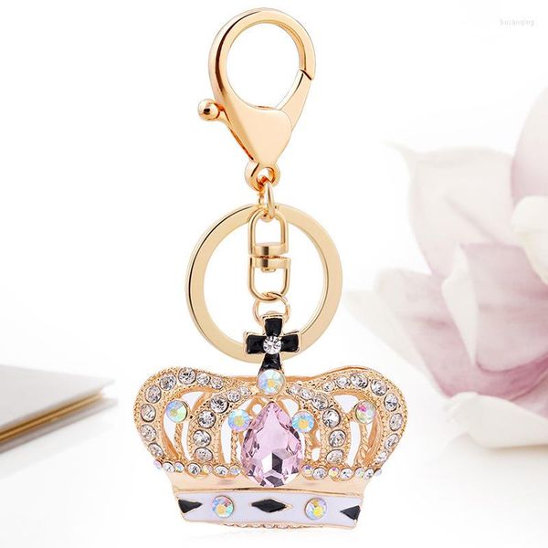 Chavedias européias e americanas requintadas Crystal Crown Keychain Girl's Handbag Pinging Fashion Car Key Ornament Small Gift