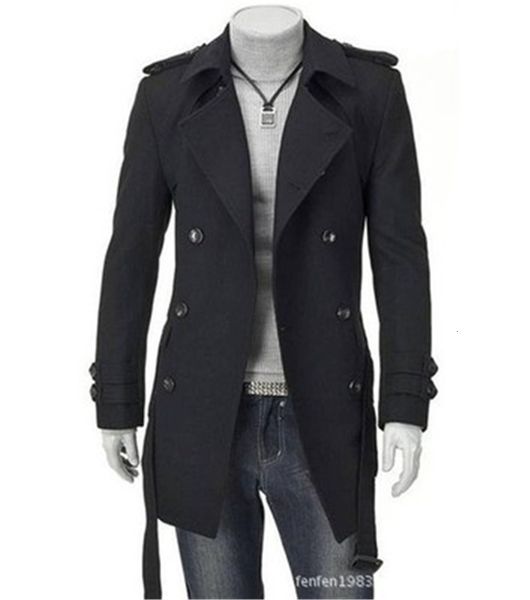 Giacche da uomo Trench Coats Double Platoon Buckle Abbigliamento Cintura lunga Petto Nero Grigio M-3XL 230130