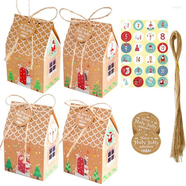 Decorazioni natalizie Scatola di caramelle per la casa Regalo Carta kraft Confezione di cartone piccolo di Natale 24 set