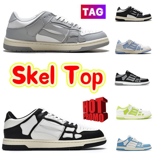 Designer Skel-Top-Laufschuhe Skel Top Low-Sneaker aus echtem Leder, dreifach weiß, schwarz, grau, Lederknochen, Skelett-Applikation, Obermaterial, Low-Cut-Runner-Sneaker für Herren und Damen