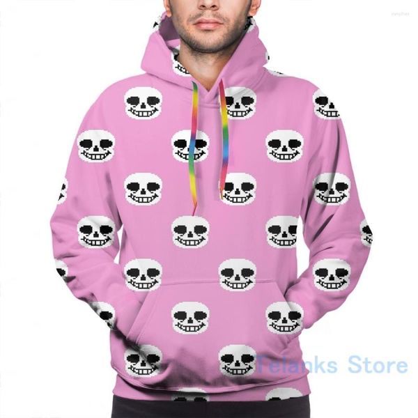 Felpe con cappuccio da uomo Felpa da uomo per donna Divertente Undertale Sans Pattern - Felpa con cappuccio casual con stampa rosa pastello Streatwear