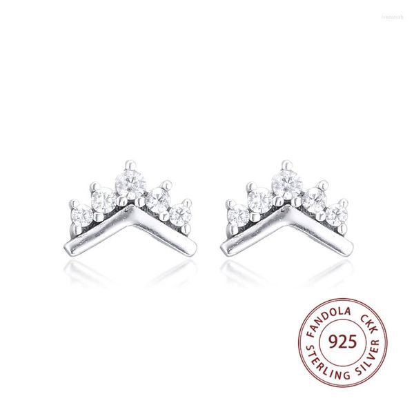 Orecchini a bottone Vero orecchino in argento sterling 925 Tiara Wishbone per le donne Gioielli di moda Anelli per orecchie Pendientes