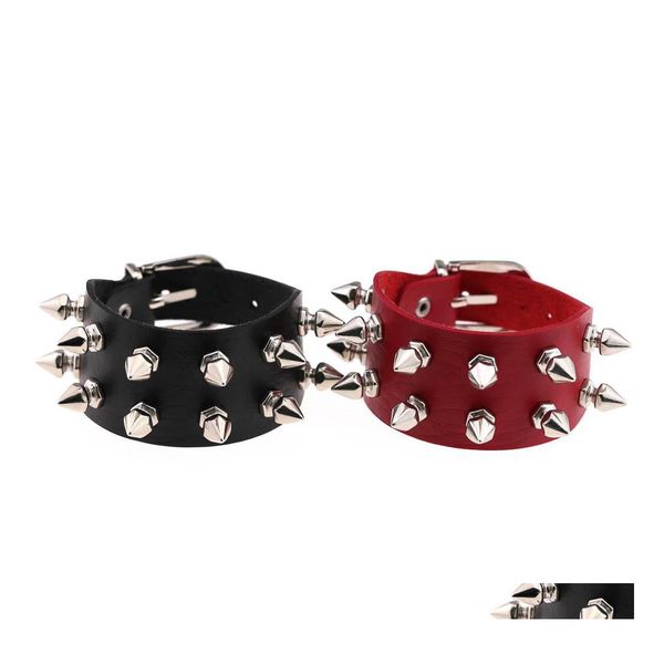 Pulseiras de charme lindas pulseiras de couro exclusivas picos exclusivos rivet rivet punk rock gótico unissex punho de punho de joalheria entrega de jóias dhycm