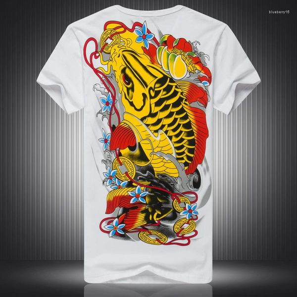 Herren T-Shirts Chinesischer Stil großer Tintenfisch Muster Druck Mode kurzärmeliges Hemd Sommer 2023 Qualität Baumwollboutique Männer M-4xl