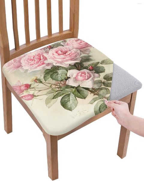 Stuhlhussen, rosafarbene Blume, Rose, Vintage-Stil, elastisch, für Büro, Computer, Sitzschutz, Schutzhülle für Zuhause, Küche, Esszimmer