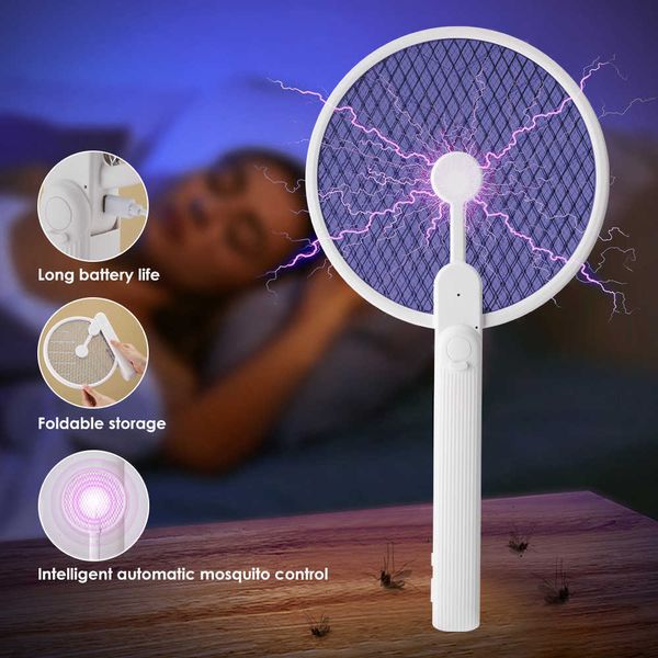 Controle de pragas Matas de folha elétrica dobrável Matador com luz UV LUZ USB Lâmpada LED LED Mosquito Trap Racket Anti Insect Bug Zapper 0129