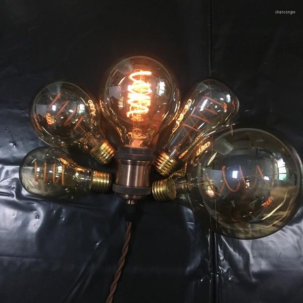 2pcs AC 220V 4W E27 Vintage Edison Filamento flexível LED BULL LED DIMMÁVEL 2200K Lâmpada de luz amarela quente Substitua por 40w