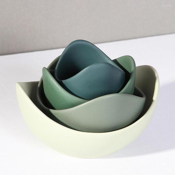 Piatti Ciotola in ceramica di loto Piatti Set Decor Creativo Piatto di insalata di frutta Organizzatore per la cena Contenitore a forma di fiore