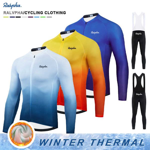 Set di maglia 2023 pile invernale Calda abito da uomo a maniche lunghe da uomo comodo camicia da cavalletto set ralvpha Cycling Clothing New Z230130