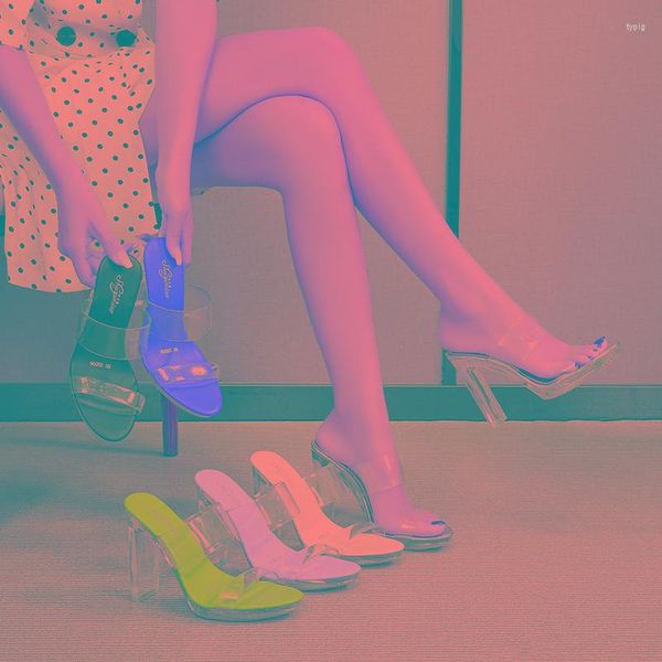 Сандалии женская обувь прозрачная хрустальная подошва высокая каблука сексуальная подиум модель 9053 серии 11 см 2см платформа LFD