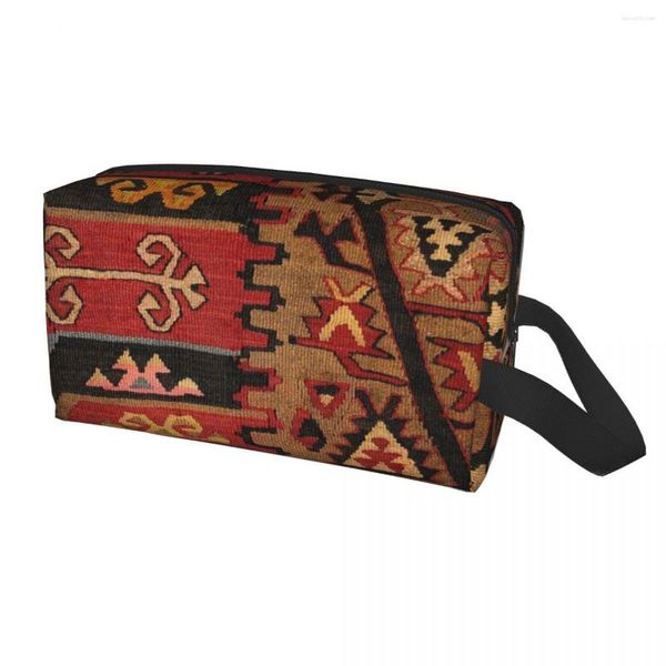 Kozmetik çantalar vintage Türk Kilim Kilim Halı Seyahat Tuvalet Çantası Navaho örgü kabile etnik sanat makyaj organizatör depolama dopp kiti