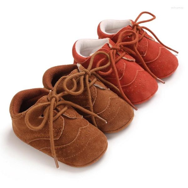 First Walkers Schöne Baby-Jungen-Schuhe, solide Schnürung, weiche Schuhe, PU-Leder, rutschfest, zum Gehen