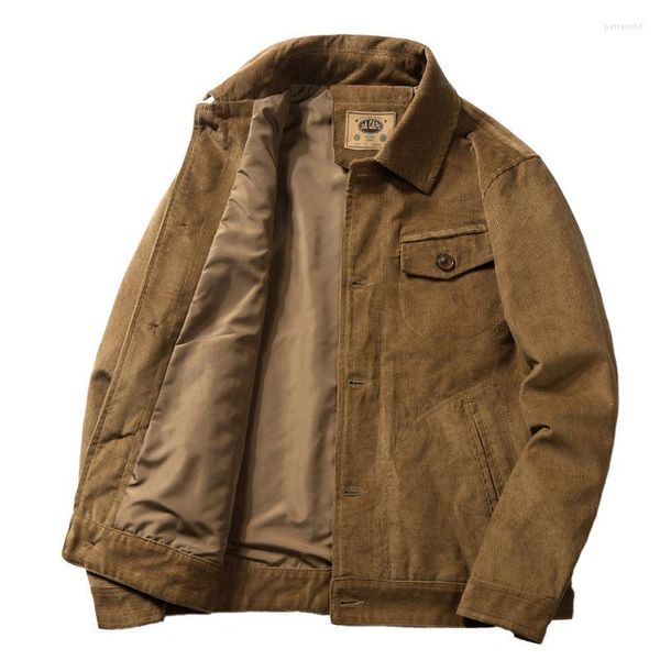 Giacche da uomo Primavera Autunno Giacca Uomo Velluto a coste Cappotto monopetto militare retrò Capispalla maschile Jaqueta Masculina Taglia grande M-4XL