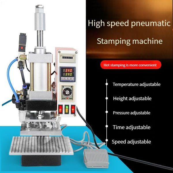 220v 110V 500W Altre apparecchiature industriali Macchina per stampaggio a caldo pneumatica Pelle Legno LOGO Marca Stamper Machine Strumenti per stampaggio a caldo